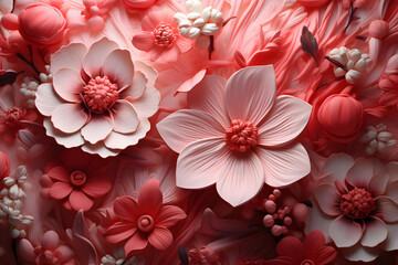 Pink and Red 3D Floral Design