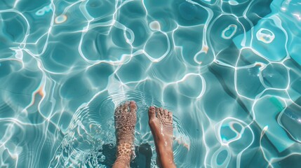 Feet in a Pool on a Sunny Day