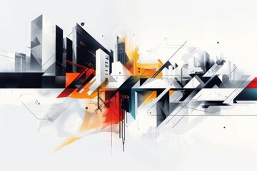 Abstract painting of building corner