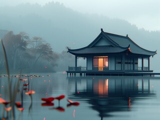 Fototapeta premium Landscape illustration of The Bund Shanghai, Waitan, 