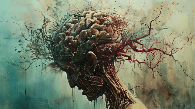 Human brain with glowing neural connections and abstract digital interface, representing cognitive power, intelligence, and innovation in neuroscience and technology - ideal for educational, medical, 