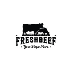 Obraz premium Premium fresh cow beef silhouette vintage logo design