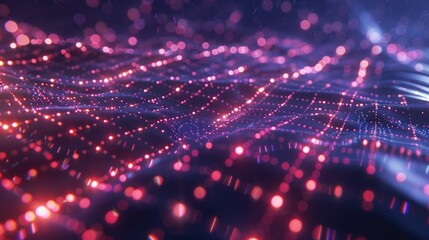 Fototapeta premium Futuristic mesh grid with glowing nodes