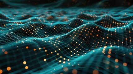Obraz premium Futuristic mesh grid with glowing nodes
