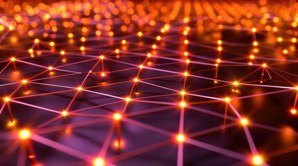 Fototapeta premium Futuristic mesh grid with glowing nodes