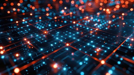 Obraz premium Futuristic mesh grid with glowing nodes