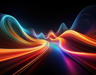 Mesmerizing Neon Waves A Captivating Abstract Art Design