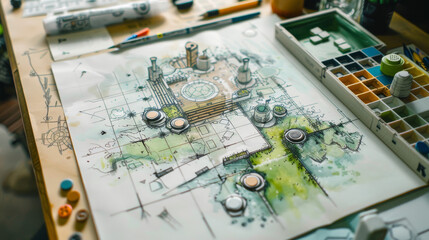 Illustrate the process of creating a board game, from sketching ideas and designing prototypes to testing gameplay and final production