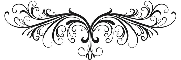 Elegant Black Curly Scroll Decorative Swirl Design