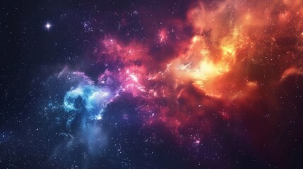 Colorful space galaxy cloud nebula with bright stars and cosmic dust, supernova background, astronomy and universe science concept, ideal for science and space-themed wallpaper and educational materia