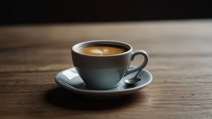 Obraz premium cup of coffee on wooden table