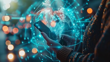 Business People Using Technology for Global Internet Connection and Digital Marketing Strategies