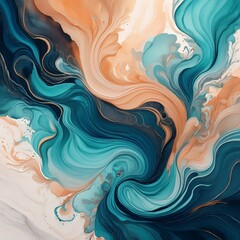 Dark Blue, Turquoise, and Peach Ink (4)