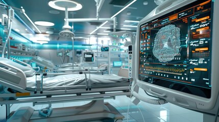 Obraz premium High-tech hospital room with automated monitoring systems
