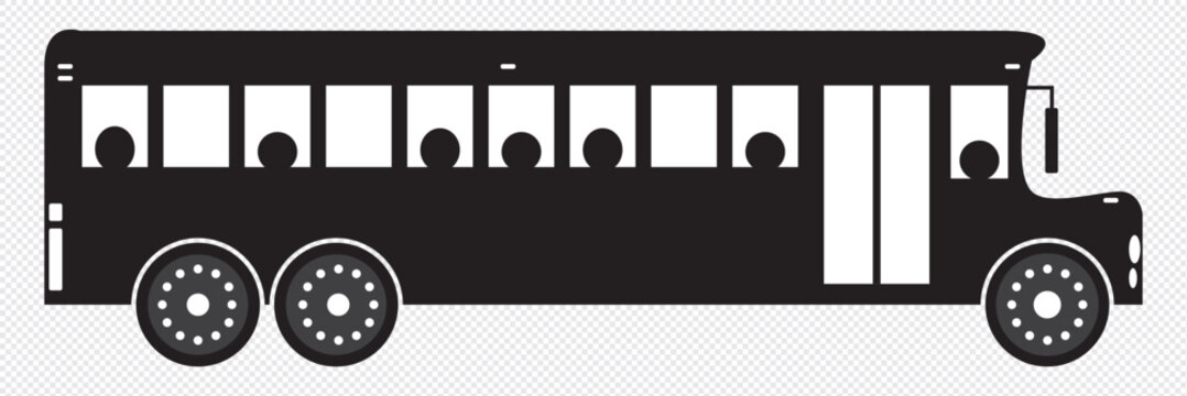 black school bus with passengers clip art preview