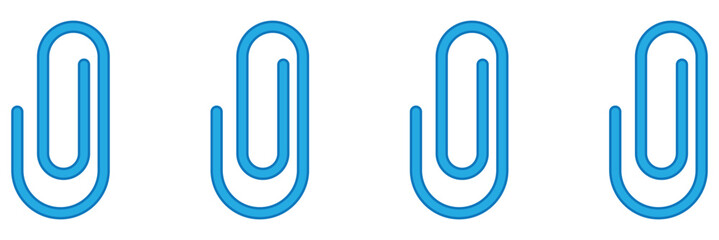 Paper clip icon. Vector set of office file attachment chain link. Flat outline symbol of stationery page binder. Symbol of school note document fastener. Logo sign of e mail connect button.