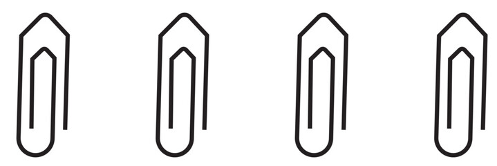 Paper clip icon. Vector set of office file attachment chain link. Flat outline symbol of stationery page binder. Symbol of school note document fastener. Logo sign of e mail connect button.