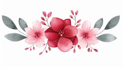 Fototapeta premium Colorful watercolor wildflowers and leaves create a perfect, vibrant bouquet for summer weddings and greetings.