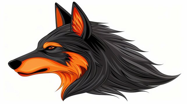 A fierce and bold direwolf tattoo design, perfect for a logo or emblem that embodies strength and loyalty. Eyecatching and unique.