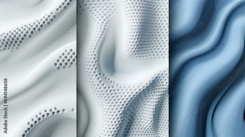 Poster explore a unique set of vector symbols featuring dotted halftone waves that blend abstract liquid sh