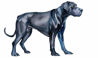 Fototapeta premium A stunning watercolor of a Cane Corso, showcasing its strength and elegance, set against a crisp white background.