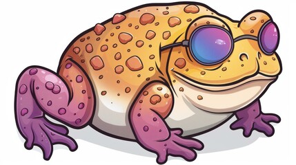 Obraz premium Vibrant cartoon toad sporting funky sunglasses, perfect for a playful vibe and eyecatching designs. Ideal for fun projects