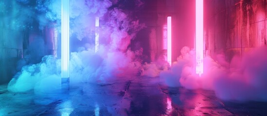 Neon Lights and Smoke in an Abandoned Warehouse