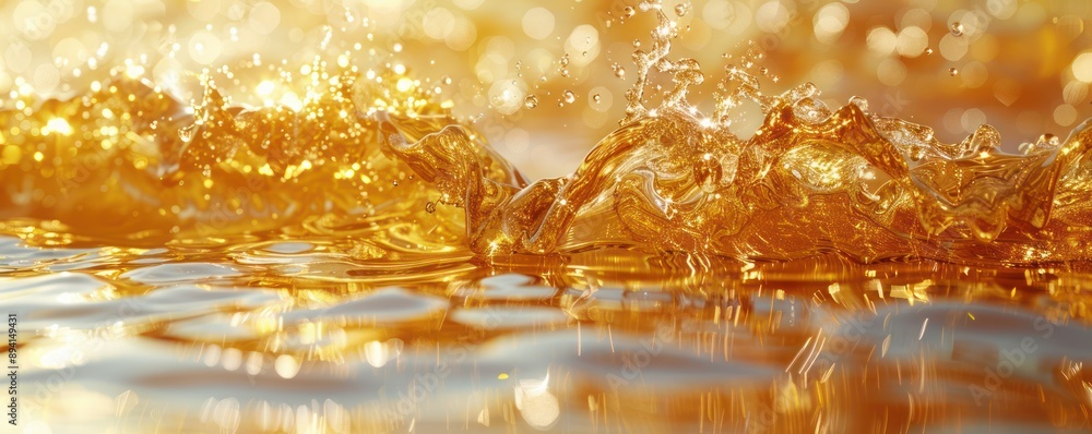 Aufkleber abstract golden waves on textured amber background, creating visual interest and geometric patterns,