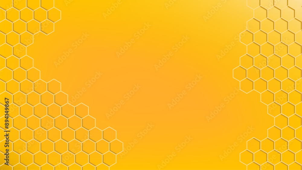 Poster honeycomb bee pattern background with text space