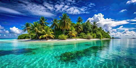 Obraz premium Perfect paradise landscape of a tropical island beach with crystal clear water and serene ambiance, tropical