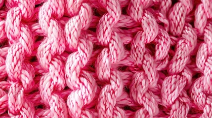 Close up of textured pink knitted wool background