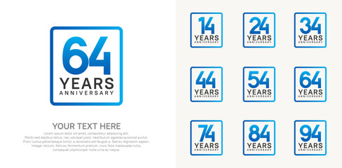 anniversary set logo style with blue and black color in square for company celebration moment