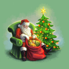 Santa sitting in the Chair Christmas Card