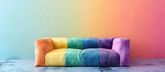 Rainbow Sofa in Front of Gradient Wall