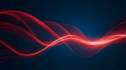 Abstract red light trail on blue background