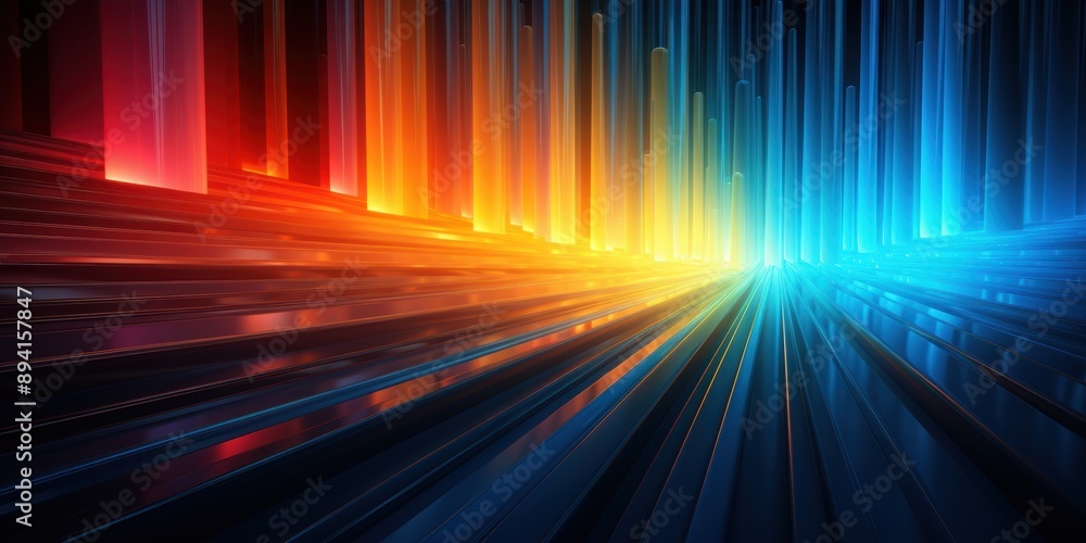 Poster vibrant abstract image featuring dynamic red and blue light streaks creating a futuristic and energe