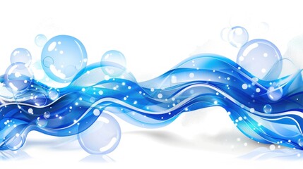 Abstract Blue Wave with Bubbles