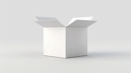A detailed 3D rendering of closed and open white corrugated carton boxes, ideal for packaging and shipping needs.