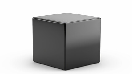 Sleek black cube stands out on a clean white backdrop, showcasing modern design in 3D rendering for minimalistic aesthetics.