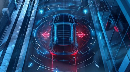 Fototapeta premium Smart car parking assist system for autonomous parking.