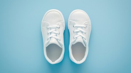 White Sneakers on Blue Background