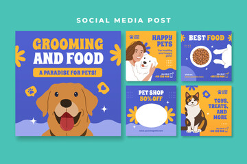 Pet shop, Pet care social media post template