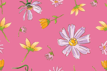 Seamless pattern leaves watercolor illustration. vector design for fashion, fabric, wallpaper and all prints on background earth tone color.