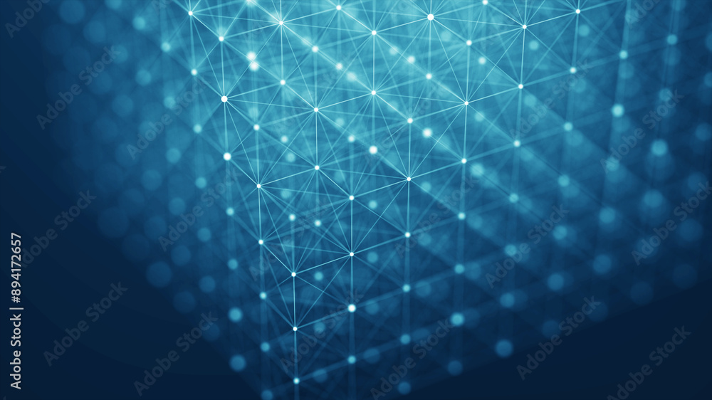 Poster block chain network concept. big data visualization. cyber security background. distributed register