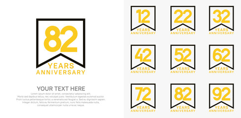 anniversary logotype set. yellow and black color can be use for celebration