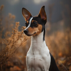 Adorable Jack Russell Terrier Puppy Portrait Isolated on Grass with Cute Brown and White Fur