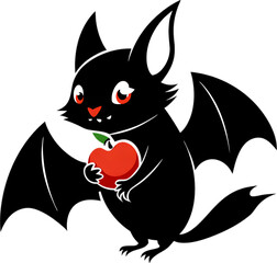 Fototapeta premium Adorable black bat clipart charms with playful simplicity. 