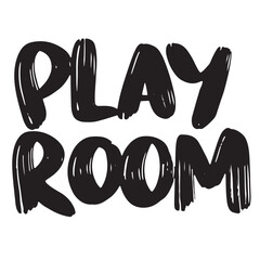 Play room text lettering. Hand drawn vector art.