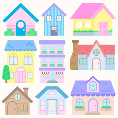 A Little town home sweet home hand drawn building architecture illustration