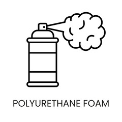 Polyurethane foam is sprayed from a can vector line icon with editable stroke